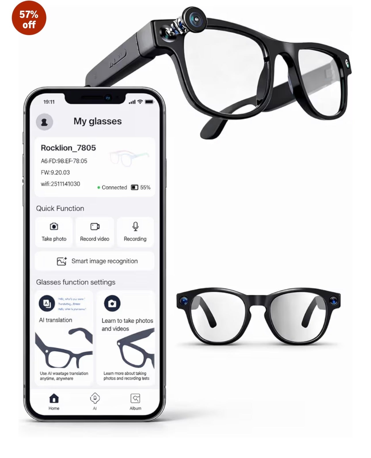 Smart AI Camera Glasses
